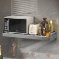 Retractable Stainless Steel Wall Rack, Countertop Multifunctional Storage Bracket, Kitchen Seasoning Rack for Electric Oven Microwave (16"25.5" Gun Gray)