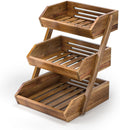 G.a HOMEFAVOR Fruit Basket: 3-Tier Acacia Wood Fruit Bowl for Kitchen, Fruit Stand Storage Holder for Vegetables and Snack Home Kitchen Countertop Organizer (Self-assembly)