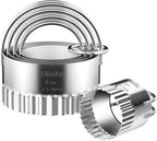 iNeibo Fluted Edge Biscuit Cutter Set - Round Circle Scone, Pastry, and Dough Cutters for Baking, Dumpling Skin, and Fondant