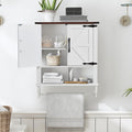 JOMEED Bathroom Wall Cabinet, Farmhouse Medicine Cabinet Storage with Doors and Adjustable Shelf, Over The Toilet Storage, White
