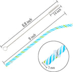 JANYUN 30 Pieces Reusable Plastic Straws BPA-Free 9" Colorful Printing Hard Platic Stripe Drinking Straw for Mason Jar Tumbler Family or Party Use Cleaning Brush Included(Random Pattern) (Bent)