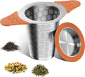 Tea Infuser for Loose Leaf Tea,18/8 Stainless Steel Tea Infuser with Heat Proof Silicone Handles,Extra Fine Mesh Tea Strainers Filter Fine Tea Leaves Effectively,Fits TeaPots/Mugs-Orange