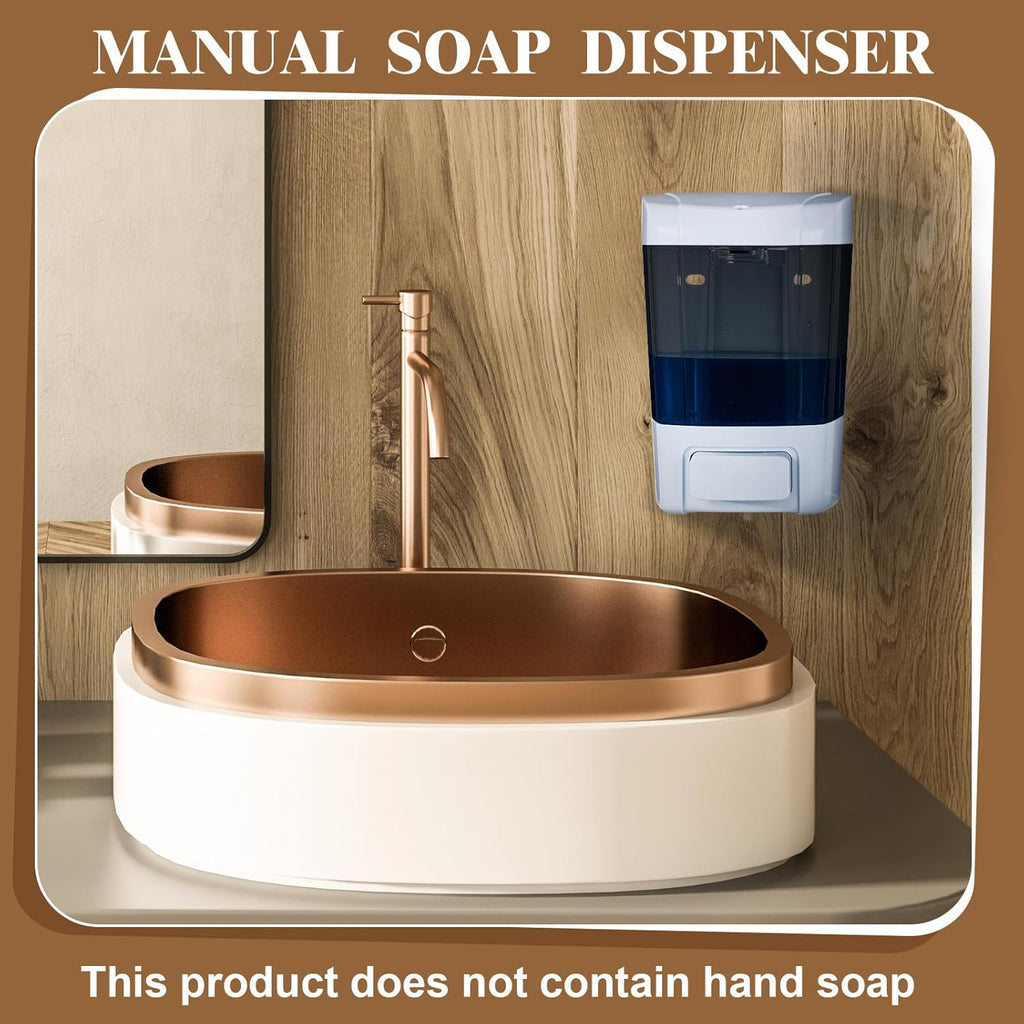 Hushee 6 Pcs Plastic Wall Mounted Soap Dispenser Commercial Manual Soap Dispenser Containers for Kitchen Shower Hotel