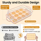 Silicone Muffin Pans for Baking 2 Pack, 2.6 Inch with Metal Reinforced Frame, Regular Size Nonstick Silicone Cupcake Pan for Baking Homemade Muffins, Cupcakes, Dishwasher Safe BPA Free-Yellow