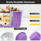EUSOAR Mini Cake Pan, 30pcs 5oz Disposable Aluminum Foil Cupcake Liners Ramekins Baking Cups, Dessert Cups with Lids Mini Aluminum Cheesecake Pan Creme Brulee Ramekins-Lavender