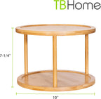 TB Home Two-Tier Bamboo Wood Lazy Susan Organizer Kitchen Turntable for Cabinet, Table or Pantry Organization