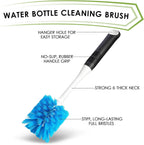 Dish Brush Set of 3 with Water Bottle Brush, Dish Scrub Brush and Scrubber Brush, Long Handle Kitchen Scrub Brushes for Dishes, Bottles, Cups, Pots, Pans and Sinks, Flat Head