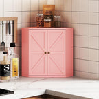 Corner Bread Box for Kitchen Counter Double Layer Bamboo Bread Storage Container Large Capacity Bread Storage Bin Farmhouse Breadbox Organizer (Pink)