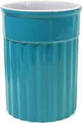 Omniware Simsbury Tool Jug, Turquoise - Rustic Kitchen Ladle & Spatula Organizer, Ceramic Countertop Crock, Farmhouse-Style Cooking Utensil Storage, Dishwasher Safe, Vintage Kitchenware Decor