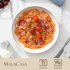 MALACASA 8.85" Large Pasta Bowls, 42 OZ White Salad Bowls Soup Bowls, Porcelain Serving Bowls Set of 4, Large Kitchen Bowl Plates Pasta Plates, Microwave & Dishwasher Safe, Series REGULAR