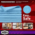AIDEA Microfiber Cleaning Cloth Blue,150PK, Shop Rags, Microfiber Towels for Cars, Dusting Cloth Lint Free Rags, Absorbent Towels for SUVs, House, Kitchen, Mechanic, Workshops, 12"×12"