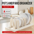 Li&Zhao Pots and Pans Organizer under Cabinet - Extended Dining Tray Storage Rack Cutting Board Rack Lid Holders inside Cabinet with 7 Adjustable Compartment for Kitchen Storage(White)