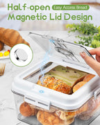 Dynta 2 Pack Bread Box for Kitchen Countertop Airtight Bread Storage Container with Lid Time Recording Plastic Bread Keeper for Homemade Bread, Toast, Loaf and Cookies