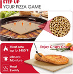 Unicook 12 Inch Square Pizza Stone for Oven and Grill, Oven Baking Stone for Bread, Cordierite Pizza Pan for Baking Crispy Bread, Pie and Cookies, Includes Carry Rack and Dough Scraper