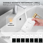 Gold Soap Dispenser Set, Glass Hand and Dish Soap Dispenser Set with Tray,Stainless Pump,14 Stickers for Kitchen,Bathroom Soap and Lotion Dispenser,Modern Counter Decor (White Bottle/Gold Pump)