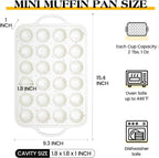 1 Pc Silicone Mini Muffin Pan With Metal Frame, 24 Cups Nonstick Cupcake Tray for Baking, Small Muffin Molds with Handles (Cream)