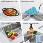 Triangular Sink Rack, Multi-Functional Rack Above The countertop, Foldable Sink Drying mat, Heat-Resistant, Non-Slip, and Rust-Proof Dish Rack (Gray)