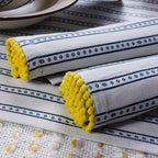 Printed Kitchen Dish Bar and Tea Towels Cotton, 18x28 inch with Trims, Cotton Dish Towel Sets (Blue Stripes, Set of 6)