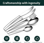 Silverware Set with Steak Knives,20-Piece Heavy Duty Flatware Cutlery Set for 4,Food-Grade Stainless Steel Tableware Eating utensils Sets,Mirror Finished Knives Forks and Spoons Set for Home