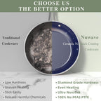 Nuwave 12pc Forged Lightweight Cookware Set, G10 Healthy Duralon Ceramic Ultra Non-Stick Coating, Vented Tempered Glass Lids, Stay-Cool Handles, Induction-Ready & Works on All Cooktops, PFAS Free