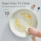 22 Pcs Pots and Pans Set Non Stick Non-Toxic Ceramic Kitchen Cookware Sets Nonstick Pot&Pan With Lid Cream White Granite Induction Compatible with Glass Lids Crepe