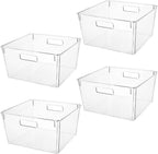 Extra Large Clear Plastic Storage Bins, Perfect for Kitchen Organization or Pantry Organization and Storage, Laundry Room, Fridge, Freezer Organizer Plastic Storage Containers for Organizing