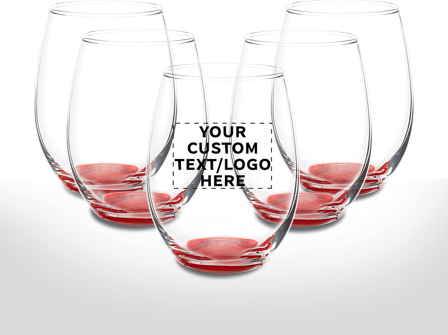 DISCOUNT PROMOS Stemless Wine Glasses in Bulk by ARC Perfection, 15 oz, 10 Pack, Red or White Wine Glass Set, Red