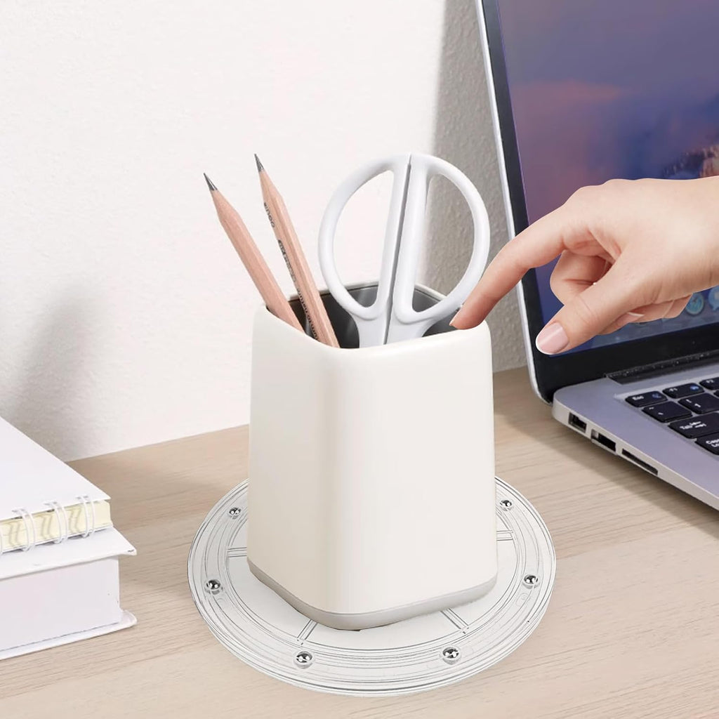 4 Pcs 8 Inch Lazy Susan Turntable Acrylic Ball Bearing Rotating Tray, Clear Turntable Organizer, Rotating Base Clear Acrylic Plates for Pantry, Cabinet, Spices, Makeup, (360˚ Rotation)