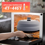 Microwave Splatter Cover for Food Collapsible Glass Microwave Cover Silicone Splatter Guard Dishwasher Safe Splatter Lid for Plates, Bowls, Pots & Stovetop Cooking 10.8" Gray