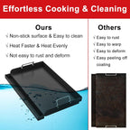 Universal Griddle 17"x13" Insert for Electric/Charcoal/Gas Grills, Nonstick Skillet Plate Teppanyaki for Party Outdoor Cooking Camping Tailgating,Carbon Steel Flat Top Griddle Plate with Grease Groove