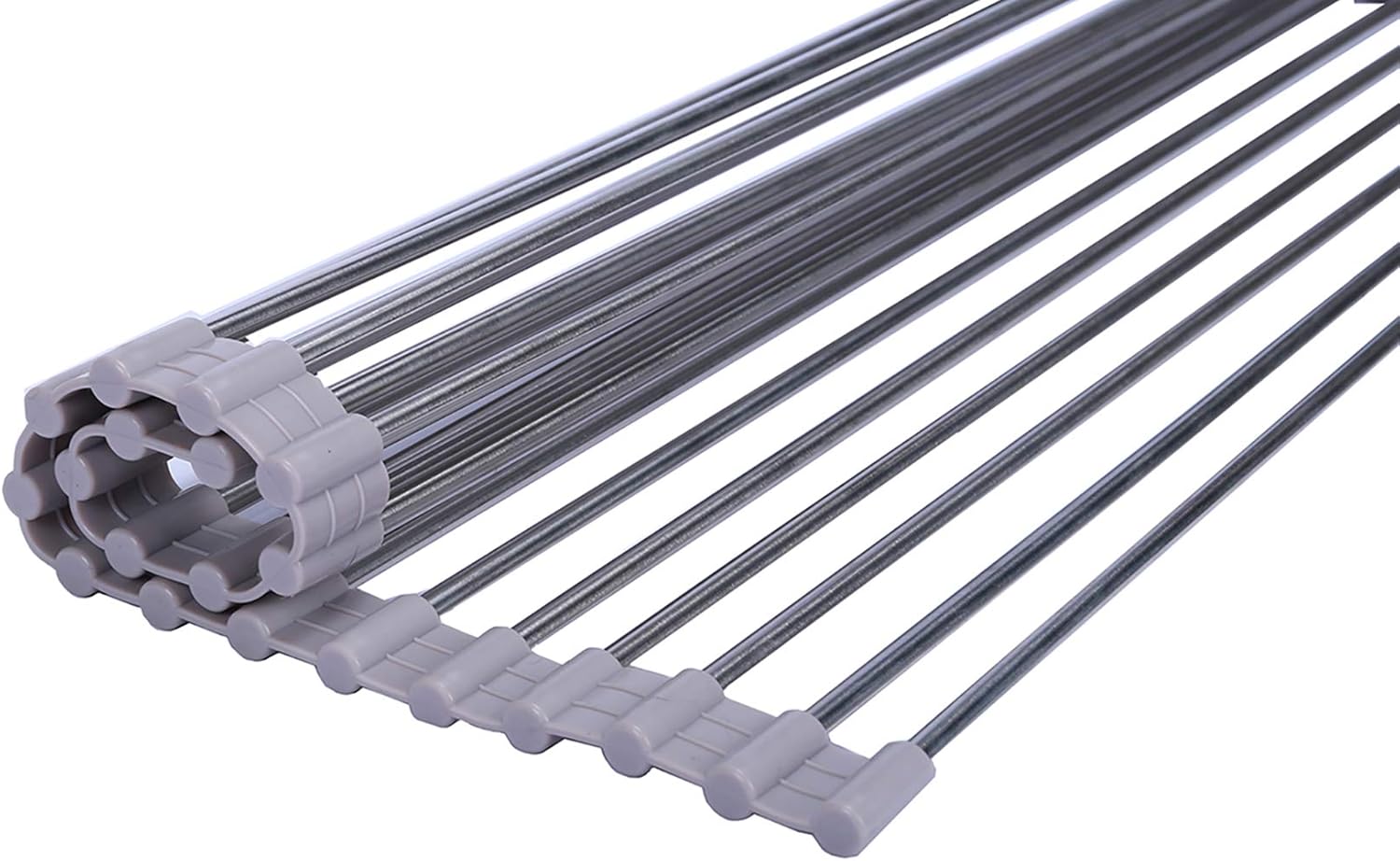 Ahyuan Roll up Dish Drying Rack Over The Sink Kitchen Roll up Sink Drying Rack Portable Dish Drainer Foldable Dish Drying Rack (Warm Gray, 20.5''X14'')