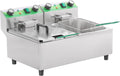20L/21.2QT Commercial Deep Fryer with Timer Dual Tank Electric Countertop Fryer with Double Baskets and Lids, Temp Control, 3400W/110V Stainless Steel Large Deep Fryer for Restaurant Kitchen