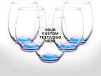 DISCOUNT PROMOS Stemless Wine Glasses in Bulk by ARC Perfection, 15 oz -10 pack, Red or White Wine Glass Drinking Set, Blue