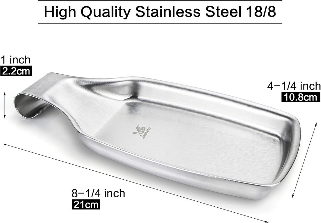 MSY BIGSUNNY Spoon Rest for Stove Top, 304 Stainless Steel Cooking Utensils Spatula Rest for Kitchen Counter, 2 Pack