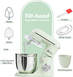Kitchen in the box Stand Mixer, 4.5QT+5QT Two bowls Electric Food Mixer, 10 Speeds 3-IN-1 Kitchen Mixer for Daily Use with Egg Whisk,Dough Hook,Flat Beater (Pastel Green, 5QT)