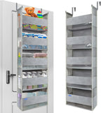 Extra Large Over The Door Organizer Storage 5-Shelves and 10 Side Pockets, Heavy Duty Hanging Door Organizer for Closet Bathroom Bedroom Nursery Pantry, Grey
