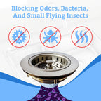 Metal World BS10101BN-2P Post Style Sink Strainer, 3-1/2" Metal Kitchen Strainer, Cast Brass Body Basket Strainer, Strainer with Stainless Steel Basket, Brushed Nickel Finish 2 Pack