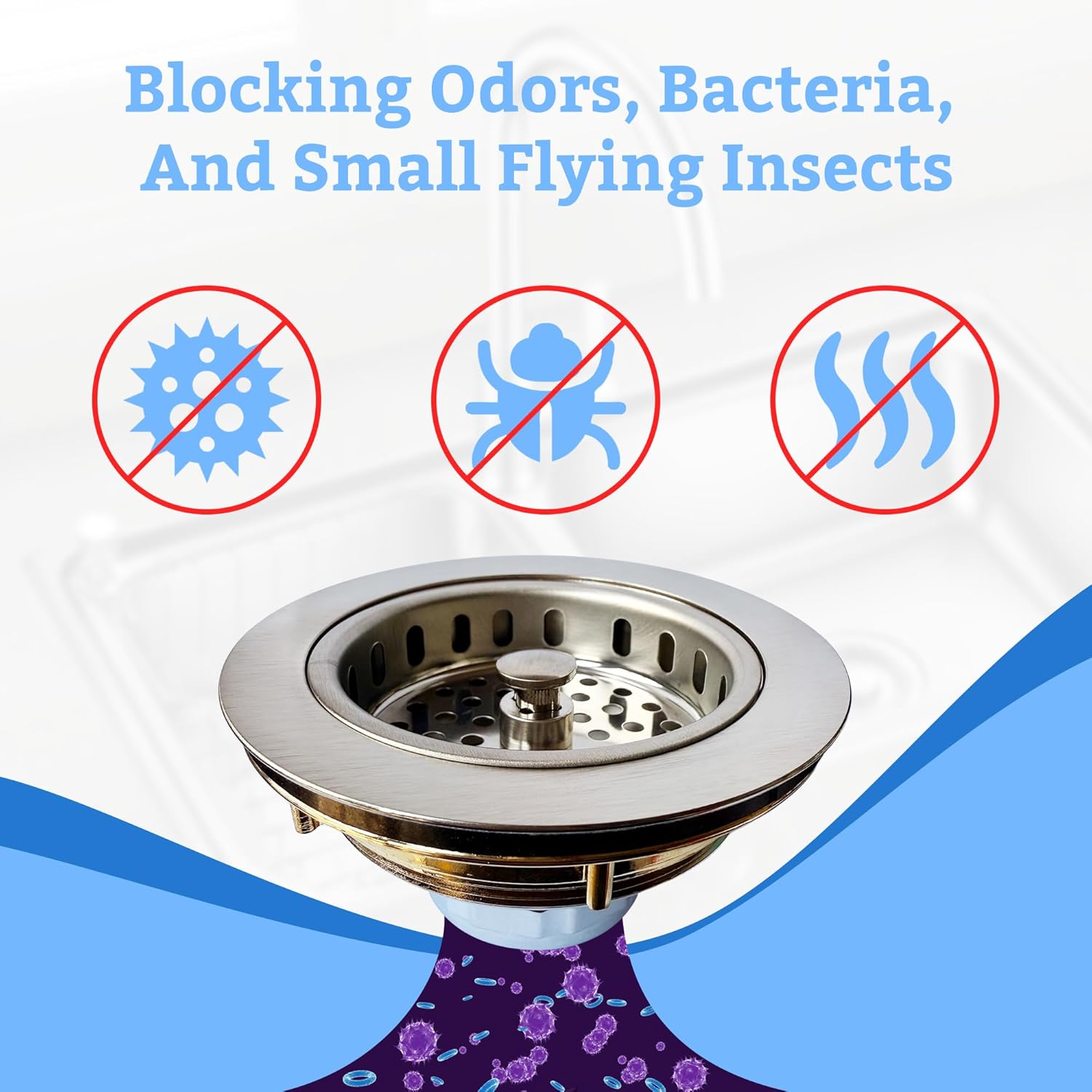 Metal World BS10101BN-4P Post Style Sink Strainer, 3-1/2" Metal Kitchen Strainer, Cast Brass Body Basket Strainer, Strainer with Stainless Steel Basket, Brushed Nickel Finish 4 Pack