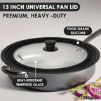 Universal Pan Lids, Silicone Pot lids for Pots, Pans & Skillets - Fits 11", 12" & 13" Diameter Cookware, Replacement Frying Pan lid, Dishwasher Safe (Black)