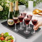 WOWBOX 4 pcs Serving Tray for Entertaining, Serving Platters for Snacks, Fruit, Cookies, Dessert, Reusable Plastic Trays for Serving Food and Pantry Organization in Kitchen & for Parties, (Black)
