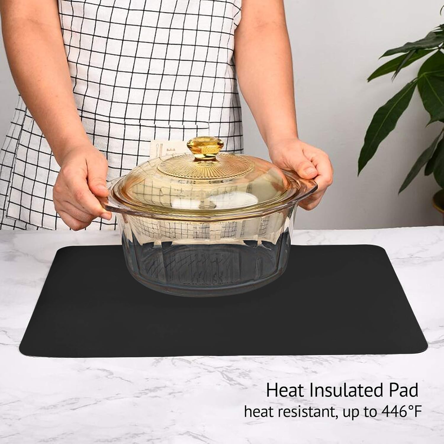 Gartful Silicone Mats for Kitchen Counter, Thicker 0.06", 25 x 17 inches Multipurpose Table Mat, Silicone Pad Desk Work Mat, Nonstick Nonskid Heat-Resistant Pad, Placemat, Black