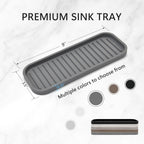 Silicone Sponge Holder - Dish soap Holder for Kitchen Counter 2 Pack, Waterproof Sponge soap Tray for Kitchen Sink Bathroom, Multipurpose Sink Caddy Organizer for soap Dispenser Scrubbers Makeup Gray