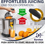 Eurolux Electric Citrus Juicer Power Pro - With 300 Watts of Power, This is The Most Powerful Juicer, for an Easy Smooth Juicing Experience | with Its New Updated Design