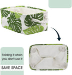 Storage Cubes, Storage Bins Baskets for Organizing 6 Pack for Organizing Toys, Clothes, Closet Baskets with Rope Handles for Nursery Home(White and Green,12"L×8"W×5"H)