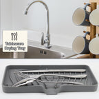 YASMEN Silicone Bathroom Soap Dishes, Sink Sponge Holder for Kitchen, Rubber Soap Dish with Drain, Shower Soap Sponge Tray, Sink or Counter Organizer, for Bar Soap, Bottle, Dish Soap Dispenser-Gray