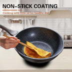 Nonstick Wok with Lid, 12 Inch Woks & Stir-fry Pans, Granite Stone Coating for Cooking, Induction Cookware, Compatible with All Stovetops, PFOA Free
