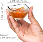 Volarium Mini Glass Prep Bowls Set of 6, 2 1/4 oz Capacity, Modern Style, Round Glass Bowl Set, Condiment & Spice Bowls, Transparent, Dishwasher & Microwave Safe