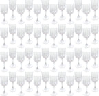 Plastic Wine Glasses，Plastic Goblets Vintage Style Cordial Drinking Glasses for Wedding Reception, Grand Event Party Supplies (48, transparent)