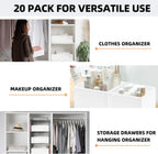 Criusia Drawer Organizer Clothes, 20 Pack Dresser Organizer Bins for Nursery Bedroom, Closet Organization and Storage Dividers for Clothing, Baby Clothes, Underwears, Socks (White)