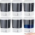 Hushee 6 Pcs Plastic Wall Mounted Soap Dispenser Commercial Manual Soap Dispenser Containers for Kitchen Shower Hotel